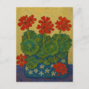 Rött Geranium-vykort Vykort