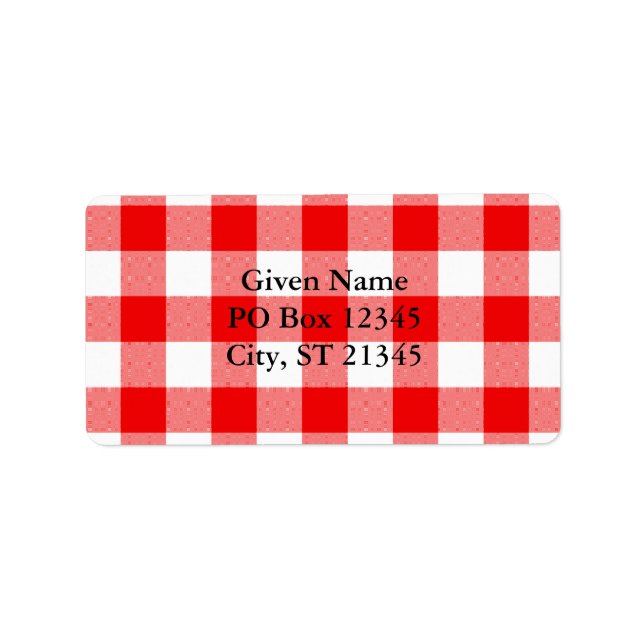 Rött Gingham Adressetikett (Framsidan)