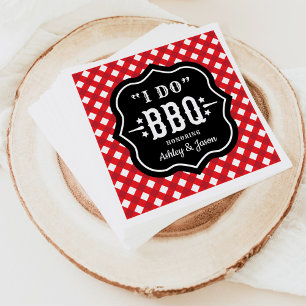 Rött Gingham Black Label I Do BBQ Bröllop Pappersservett