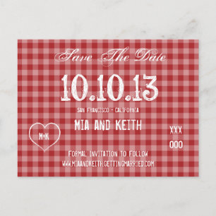 Rött Gingham Country Meddelande Vykort
