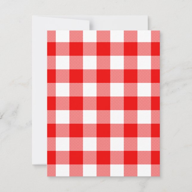 Rött Gingham Inbjudningar (Framsida)