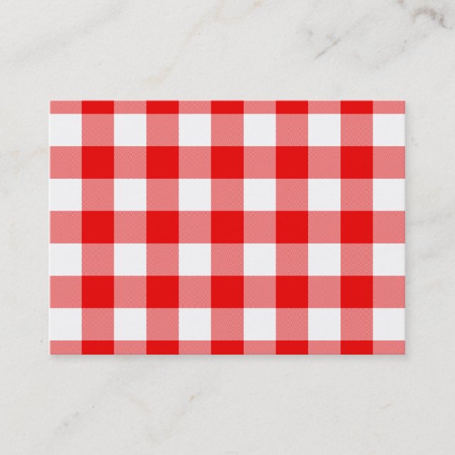 Rött Gingham Visitkort (Framsida)
