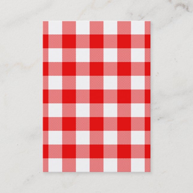 Rött Gingham Visitkort (Framsida)