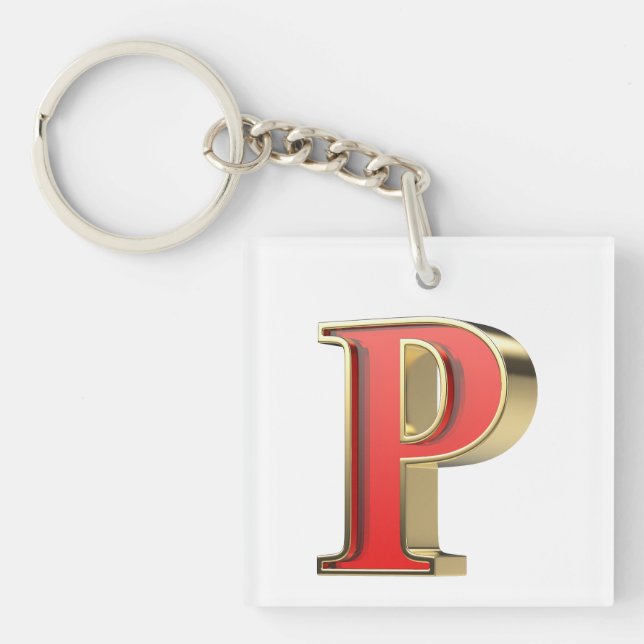 Rött glas brev P (Framsidan)