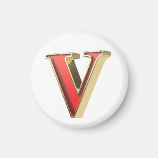 Rött glas brev V Magnet