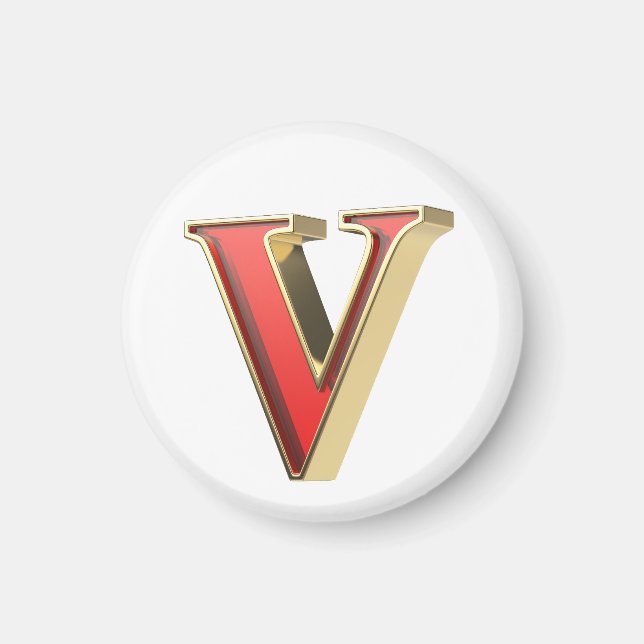 Rött glas brev V Magnet (Framsidan)