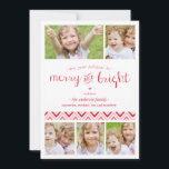 Rött glatt och ljust kort för Collagehelgdagfoto -<br><div class="desc">En collage för 5 foto för julhelgen. Kommer också i collage för 9 foto.</div>
