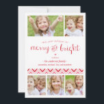 Rött glatt och ljust kort för Collagehelgdagfoto -<br><div class="desc">En collage för 5 foto för julhelgen. Kommer också i collage för 9 foto.</div>