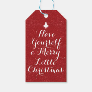 Rött glitter för god jul presentetikett