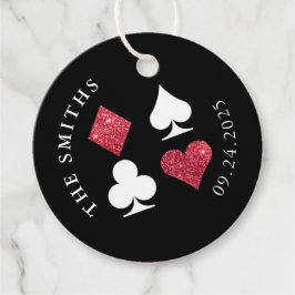 Rött Glitter-kort Kostym Bröllop datum och Namn Gåvor Etiketter