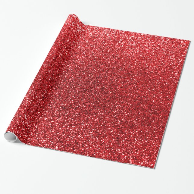 Rött glitter presentpapper (Utrullad)