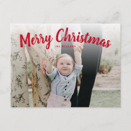 Rött God jul-fotokort, vågrät Vykort