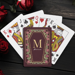 Rött gotiic Thorn Ro Coffin Monogram Poker Cards Casinokort
