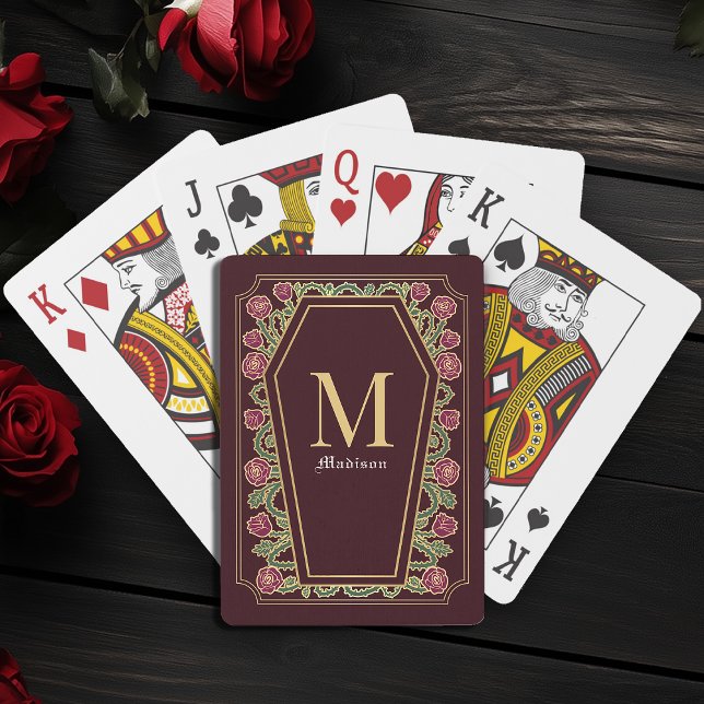 Rött gotiic Thorn Ro Coffin Monogram Poker Cards Casinokort (Skapare uppladdad)