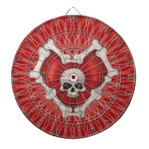 Rött gotiskt hjärta med ben Skull på Spiral Lin Darttavla