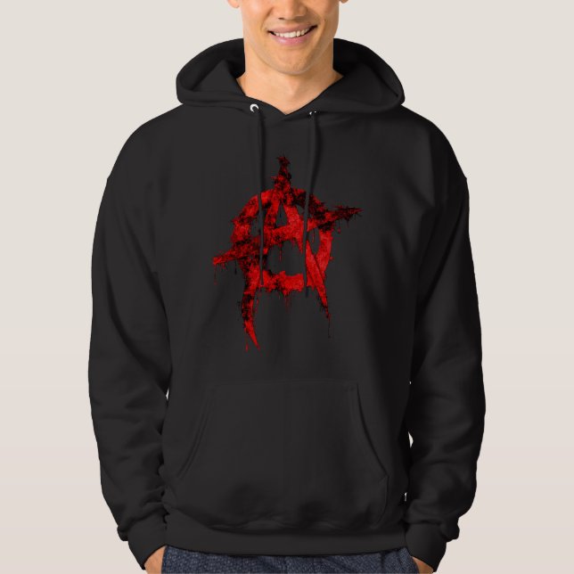 Rött Graffiti Anarkisymbol Hoodie (Framsida)