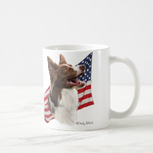 Rött gränsColliehuvud och flagga Kaffemugg
