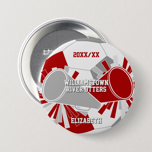 rött grått- eller ANY FÄRG-soccer checcer-styrgrup Knapp (Framsida & baksida)