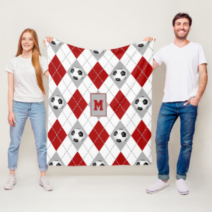rött grått-fotbollslag färg argyle fleece filt