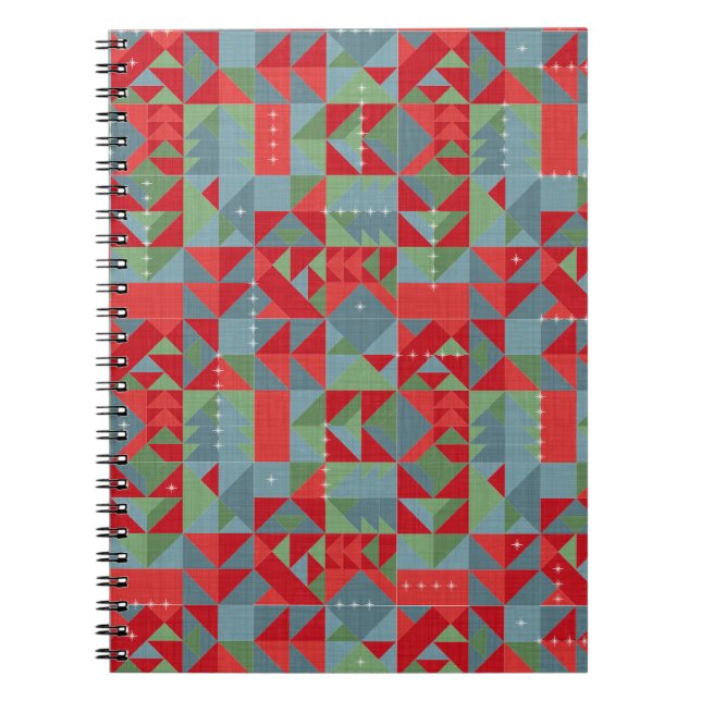 Rött, grått, grönt geometriskt mönster. anteckningsbok (Framsidan)