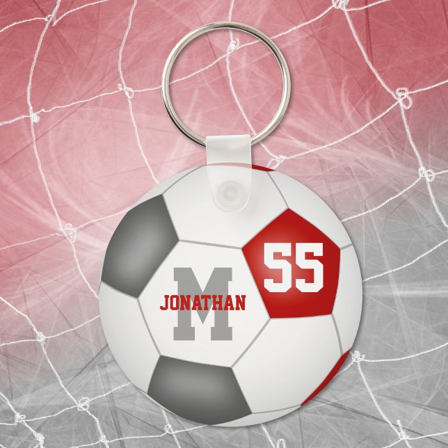 rött grått team färg-killar, fotboll för flickor nyckelring (Skapare uppladdad)