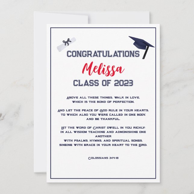 Rött gratulationskort för Studenten-skript Inbjudningar (Framsida)