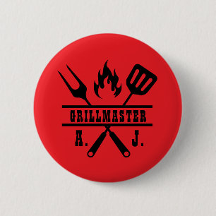 Rött grillmästare-redskap knapp