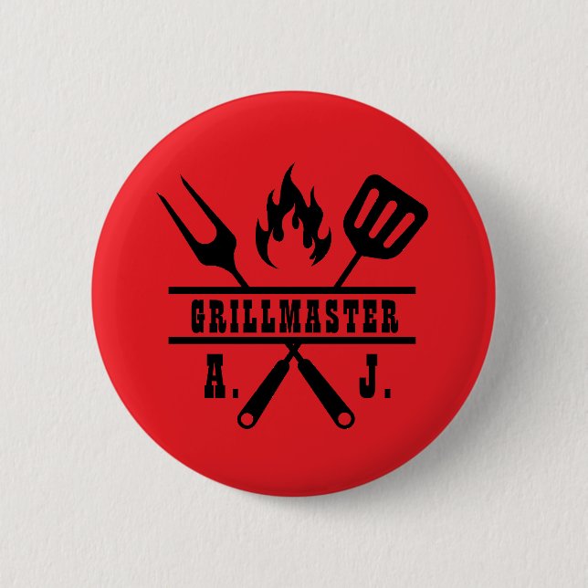 Rött grillmästare-redskap  knapp (Framsida)