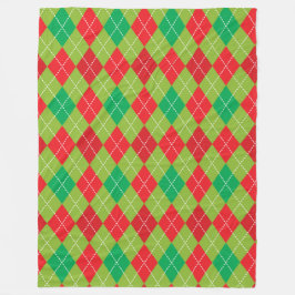 RÖTT & GRÖNT JULDIAMANTMÖNSTER FLEECEFILT