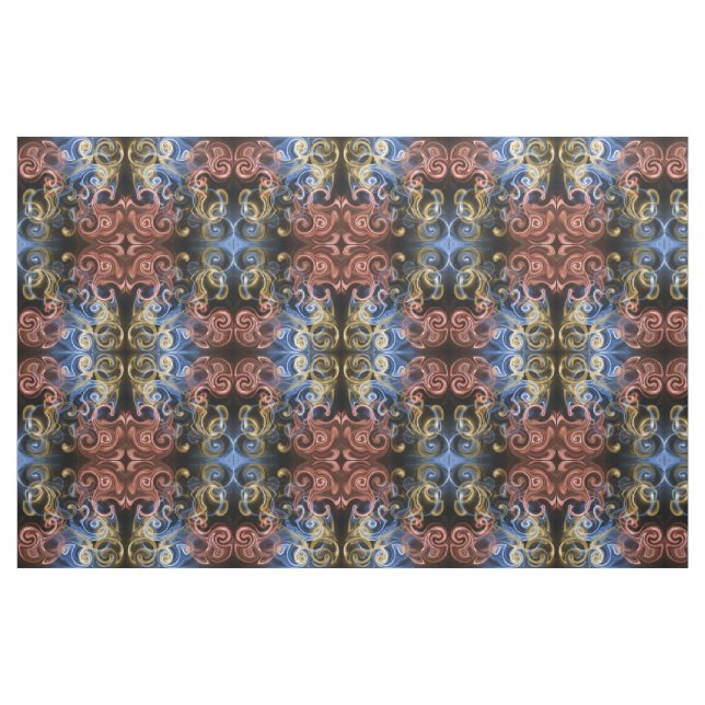 rött guld blått svart tyg, färgglatt hus tyg (Fat Quarter)