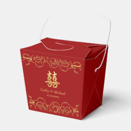 Rött guld blommig kant kinesisk bröllopsdubbel xi presentaskar
