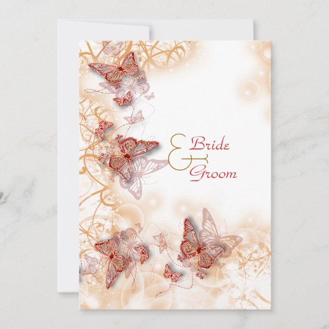 Rött guld bröllops förlovnings jubileum inbjudningar (Framsida)