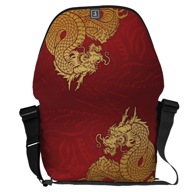 Rött guld för kinesisk drake messenger bag (Öppen Baksida)
