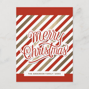Rött Guld God jul Helgdag vykort