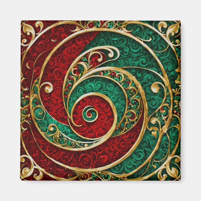 Rött Guld Grönt Jul Högtid Magnet (Framsidan)