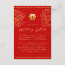 Rött guld kinesiska bröllopsdetaljer drakefenix