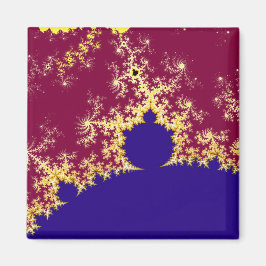 Rött guld och blå mandelbrotfraktal magnet