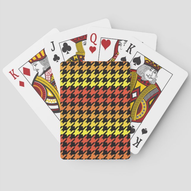 Rött gult orange houndstoothmönster spel kort (Baksidan)