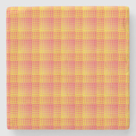 Rött Gult Rutigt Abstrakt Mönster Stenunderlägg