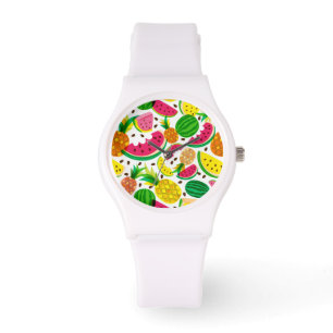 Rött & gult tropiskt fruktmönster armbandsur
