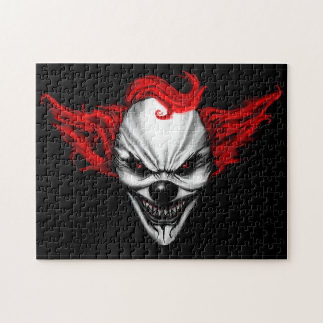 Rött hår för lycklig ond clown pussel (Horisontell)