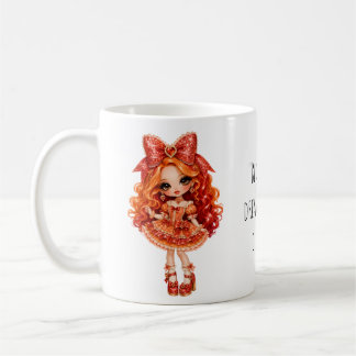 "Rött hår, stora drömmar, oändlig glamour." Kaffemugg