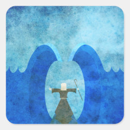 Rött hav som skilts av Moses - Kristiankonst Fyrkantigt Klistermärke