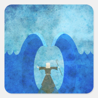 Rött hav som skilts av Moses - Kristiankonst Fyrkantigt Klistermärke