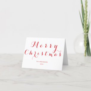 Rött Helgdag-kort för elegant Script God jul Helgkort