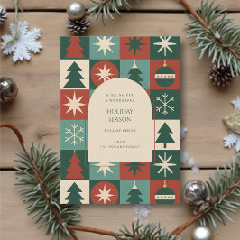 Rött Helgdag-kort för Retro-Grönt i mitten av Mode