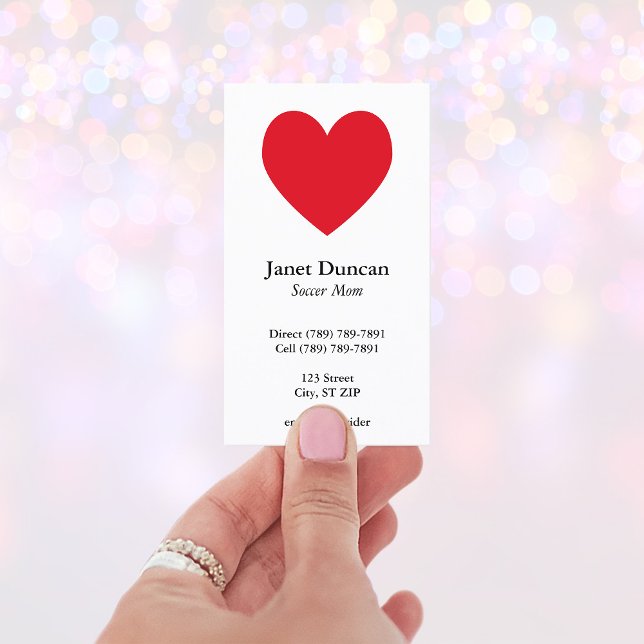 Rött Hjärta (Modern Minimalist Heart Shape Business Card)