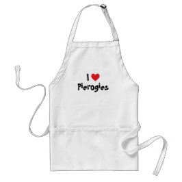 Rött hjärta anpassningsbart Jag älskar Pierogies Förkläde