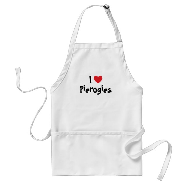 Rött hjärta anpassningsbart Jag älskar Pierogies Förkläde (Framsidan)