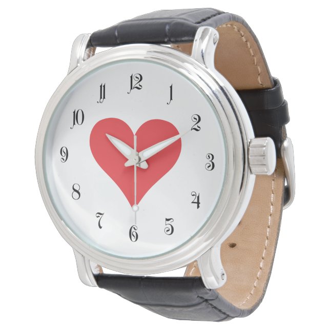 Rött hjärta armbandsur (Vinklad)